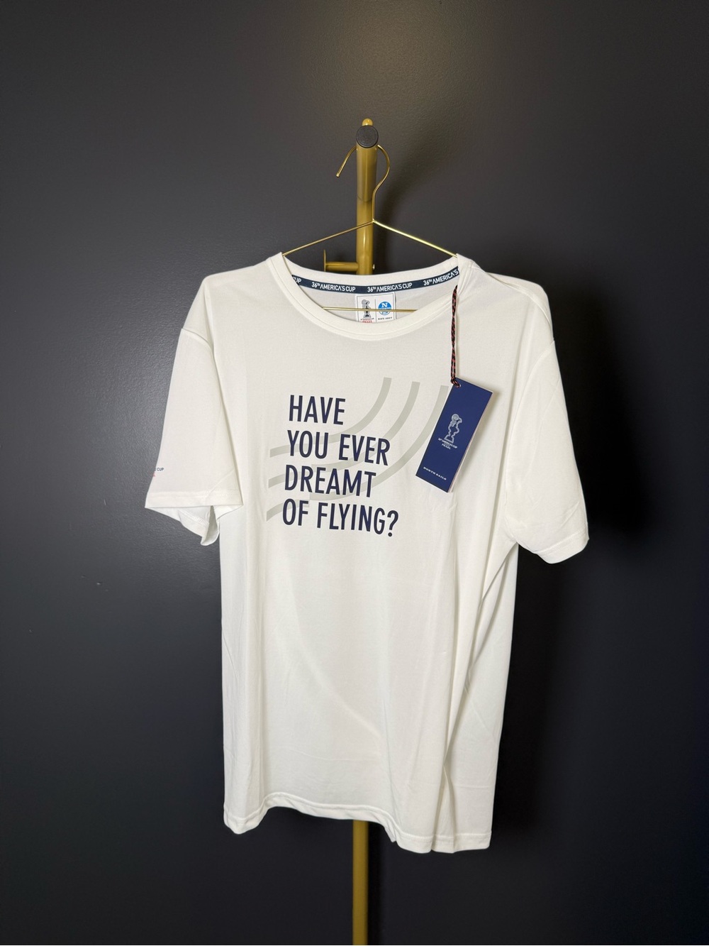 Prada White Crewneck Tee with Navy Graphic + matching bag